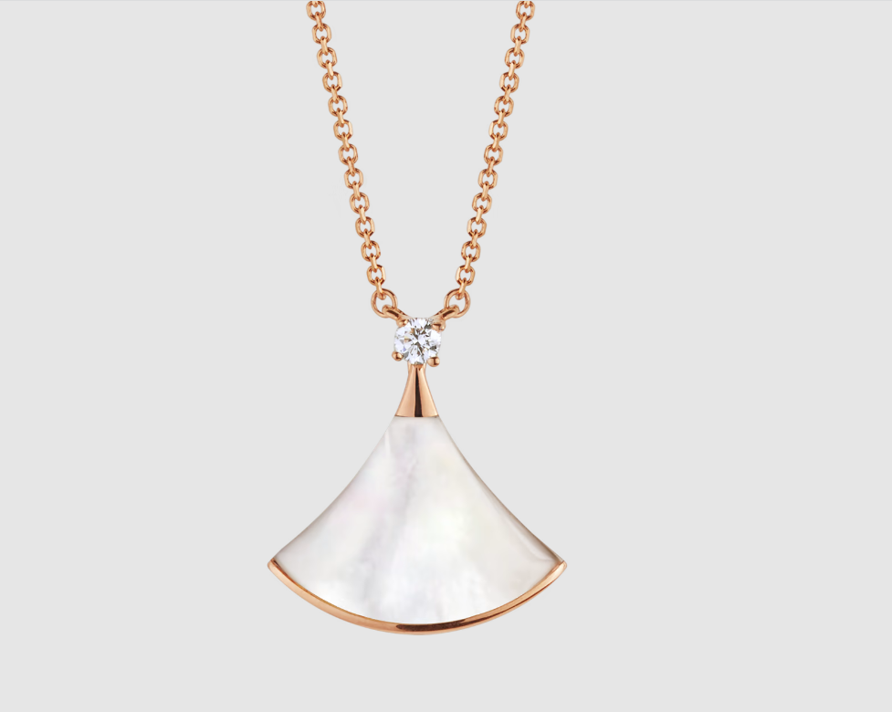 [Polaidi Jewelry]DREAM NECKLACE WHITE MOP PINK GOLD 1 DIAMOND