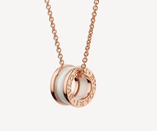 [Polaidi Jewelry]ZERO 1 WHITE CERAMIC PINK GOLD NECKLACE