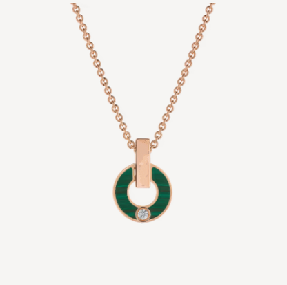 [Polaidi Jewelry]GARI NECKLACE PINK GOLD MALACHITE