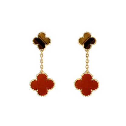 [Polaidi Jewelry]CLOVER  2 MOTIF  TIGER EYE CARNELIAN EARRINGS