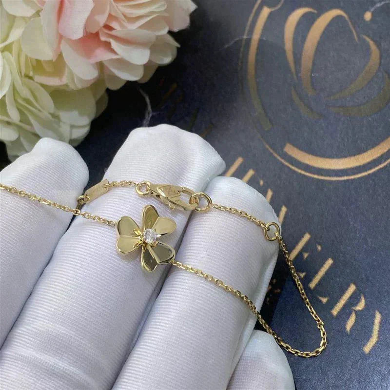 [：Polaidi Jewelry]FRIVOLE GOLD FLOWER PINK MALACHITE BRACELET