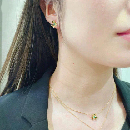 [Polaidi Jewelry]FRIVOLE  FLOWER MALACHITE EARRINGS