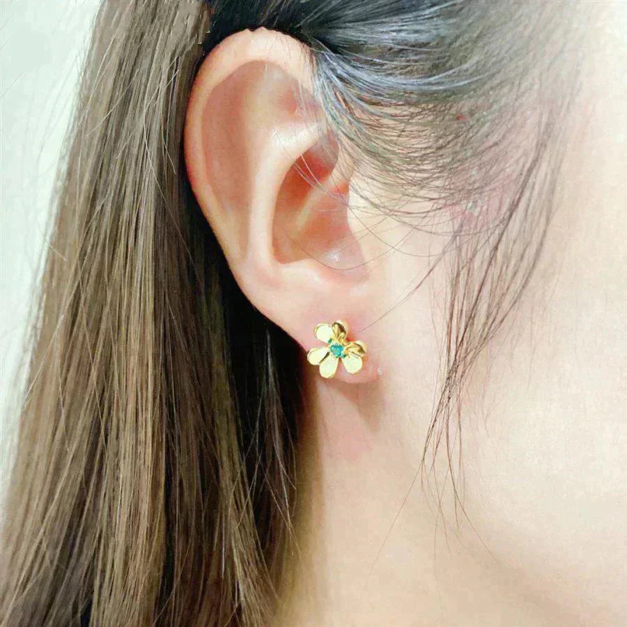 [Polaidi Jewelry]FRIVOLE  FLOWER MALACHITE EARRINGS