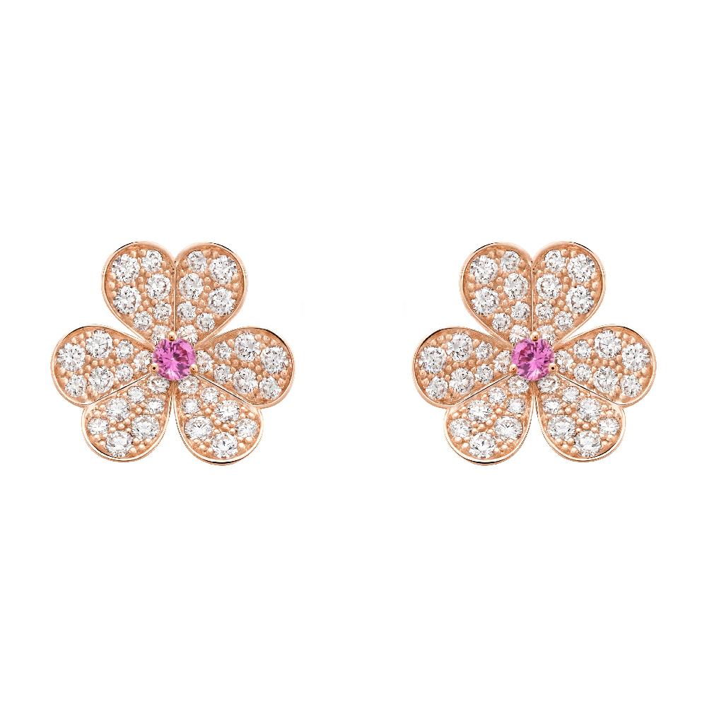[Polaidi Jewelry]FRIVOLE PINK GOLD FLOWER DIAMOND EARRINGS