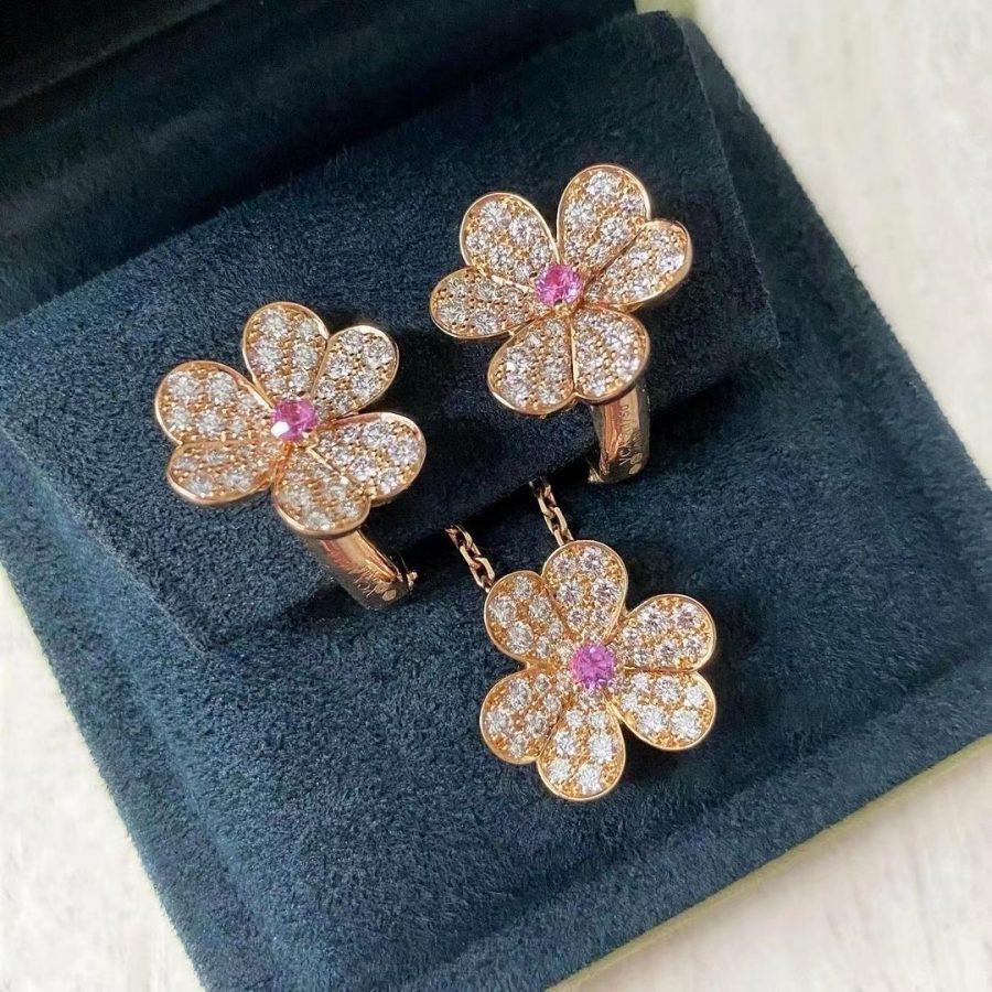 [Polaidi Jewelry]FRIVOLE PINK GOLD FLOWER DIAMOND EARRINGS