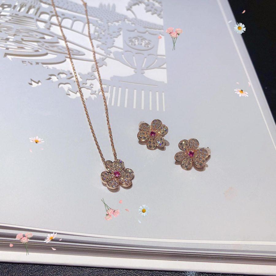 [Polaidi Jewelry]FRIVOLE PINK GOLD FLOWER DIAMOND EARRINGS