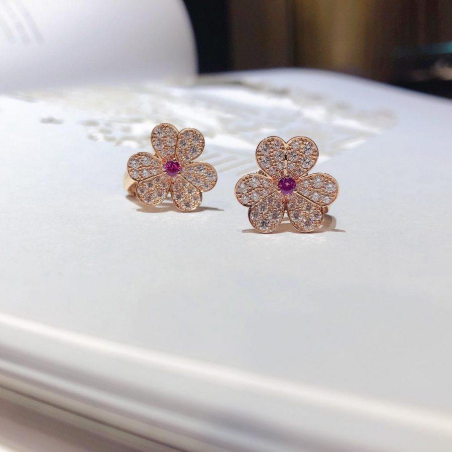 [Polaidi Jewelry]FRIVOLE PINK GOLD FLOWER DIAMOND EARRINGS