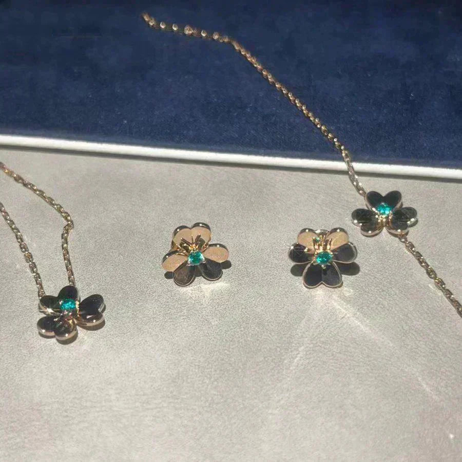 [Polaidi Jewelry]FRIVOLE  FLOWER MALACHITE EARRINGS