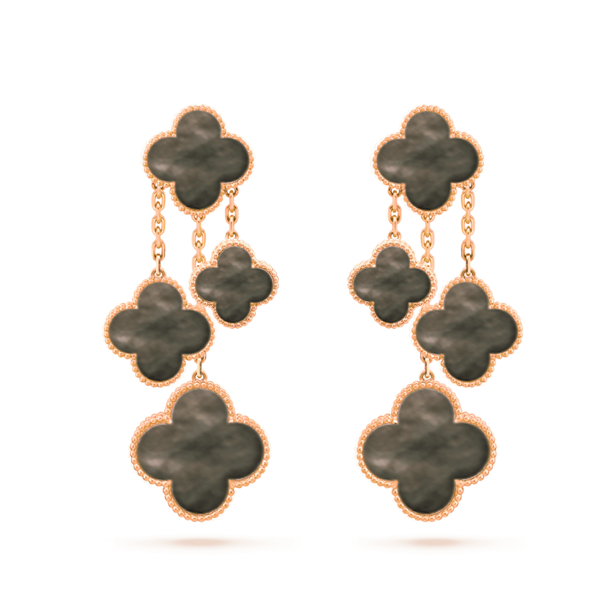 [Polaidi Jewelry]CLOVER EARRINGS DARK MOP 4 MOTIFS ROSE GOLD