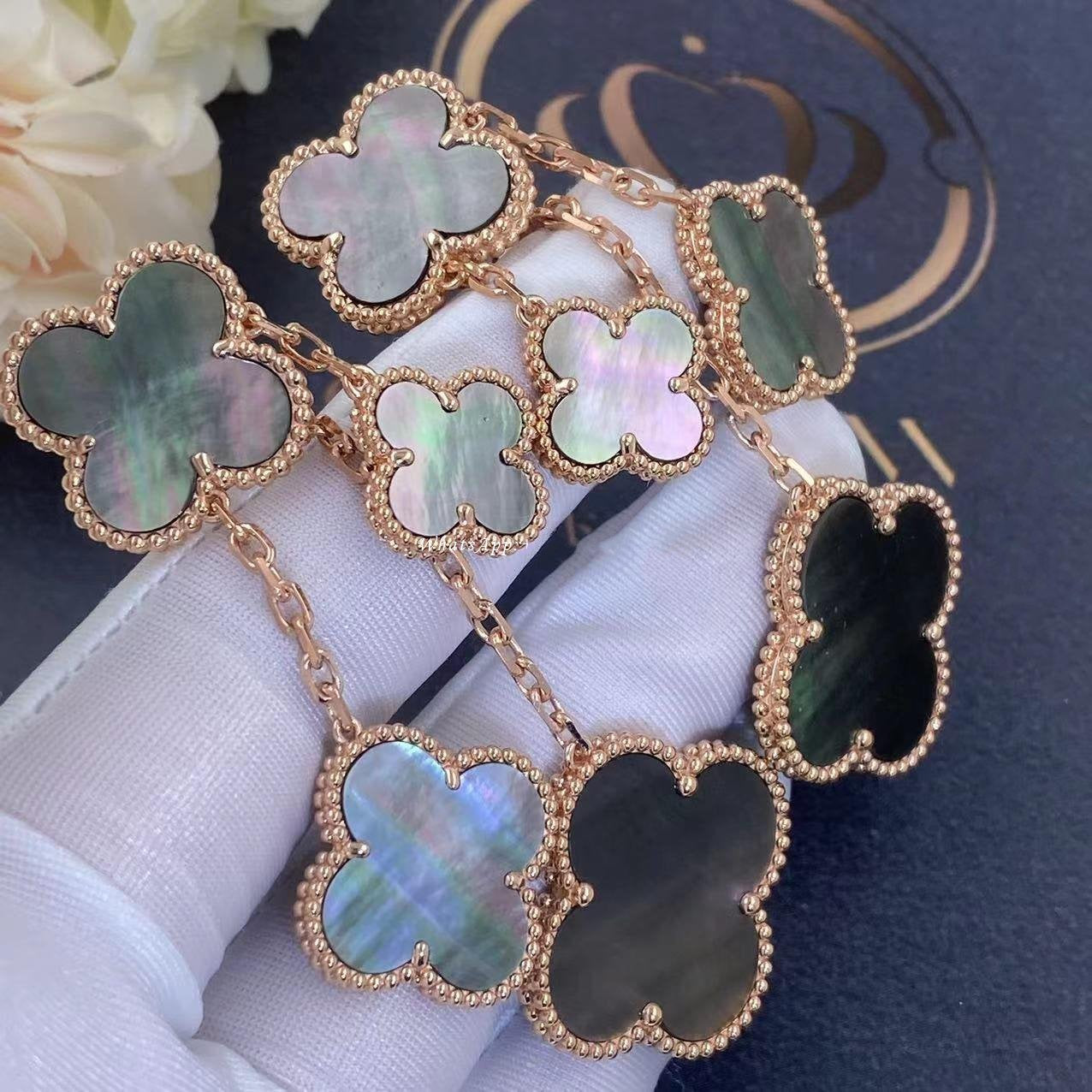 [：Polaidi Jewelry]CLOVER EARRINGS DARK MOP 4 MOTIFS ROSE GOLD