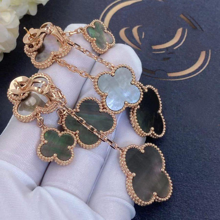[：Polaidi Jewelry]CLOVER EARRINGS DARK MOP 4 MOTIFS ROSE GOLD