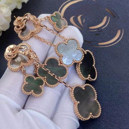 [Polaidi Jewelry]CLOVER EARRINGS DARK MOP 4 MOTIFS ROSE GOLD
