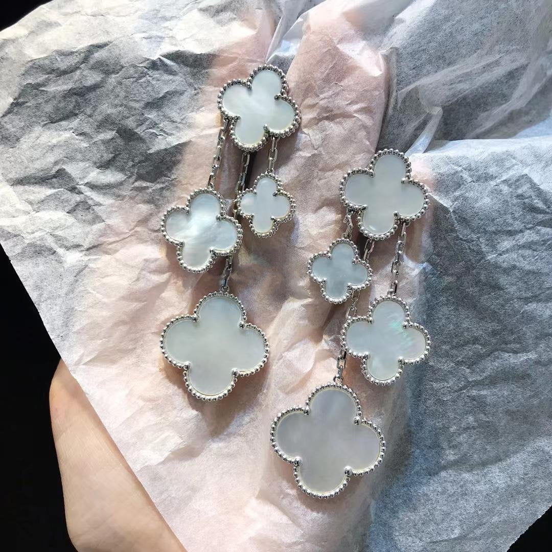 [Polaidi Jewelry]CLOVER EARRINGS WHITE MOP 4 MOTIFS SILVER