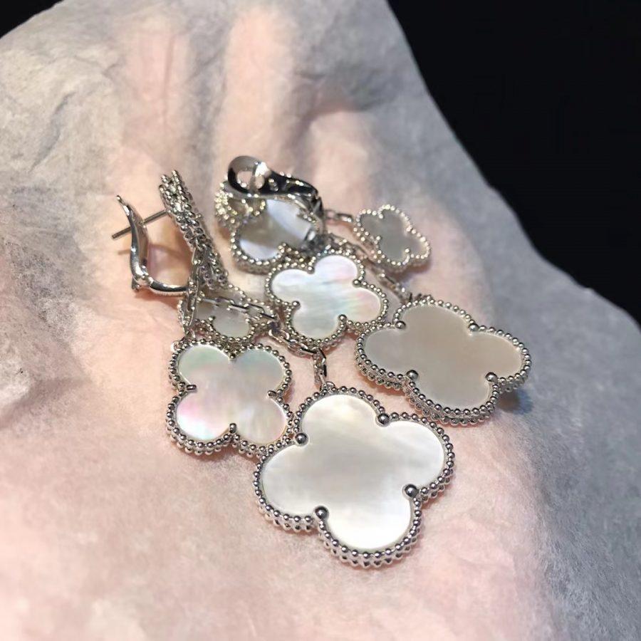 [Polaidi Jewelry]CLOVER EARRINGS WHITE MOP 4 MOTIFS SILVER