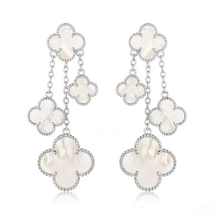 [：Polaidi Jewelry]CLOVER EARRINGS WHITE MOP 4 MOTIFS SILVER