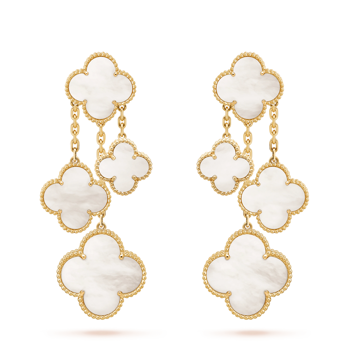 [Polaidi Jewelry]CLOVER EARRINGS WHITE MOP 4 MOTIFS GOLD