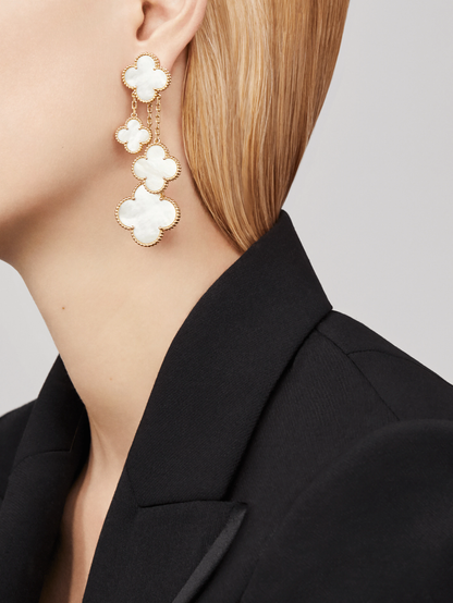 [：Polaidi Jewelry]CLOVER EARRINGS WHITE MOP 4 MOTIFS GOLD