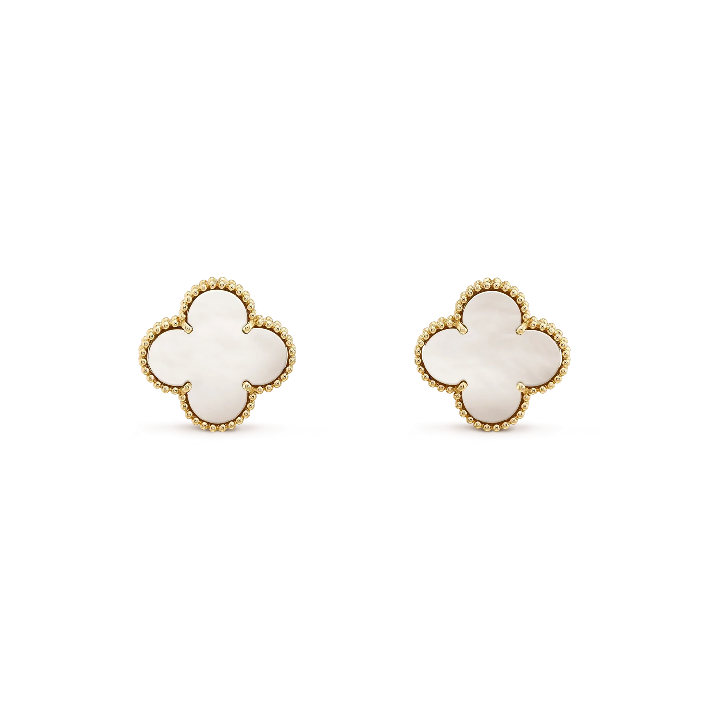 [：Polaidi Jewelry]CLOVER MEDIUM 1 MOTIFS  WHITE MOP STUD EARRINGS