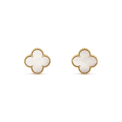 [：Polaidi Jewelry]CLOVER MEDIUM 1 MOTIFS  WHITE MOP STUD EARRINGS