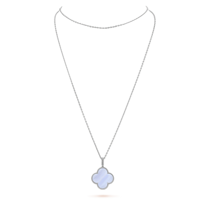 [Polaidi Jewelry]CLOVER SILVER CHALCEDONY BIG CLOVER NECKLACE