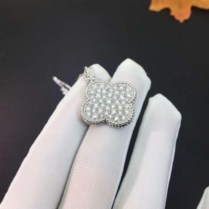 [Polaidi Jewelry]CLOVER 25MM SILVER FULL DIAMOND BIG CLOVER NECKLACE
