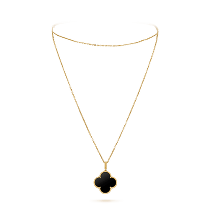 [Polaidi Jewelry]CLOVER 25MM GOLD ONYX BIG CLOVER NECKLACE