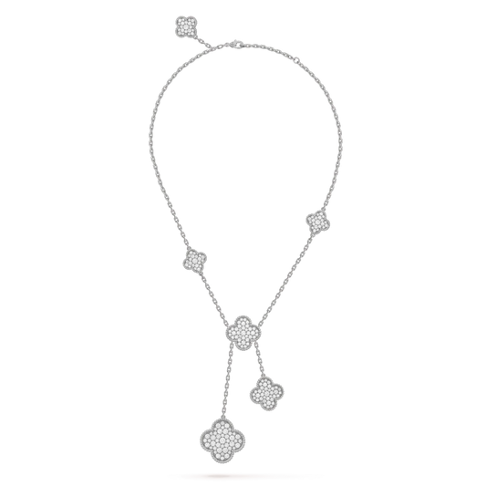 [Polaidi Jewelry]CLOVER 5 MOTIFS SILVER DIAMONDS NECKLACE