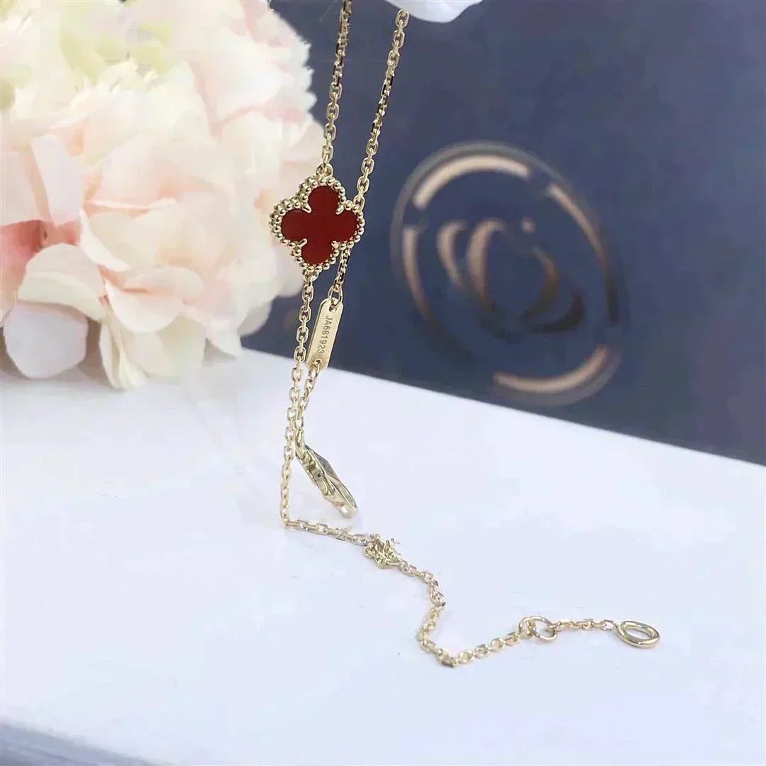 [：Polaidi Jewelry]CLOVER  CARNELIAN SINGLE FLOWER BRACELET