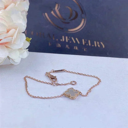 [：Polaidi Jewelry]CLOVER WHITE MOP SINGLE FLOWER BRACELET