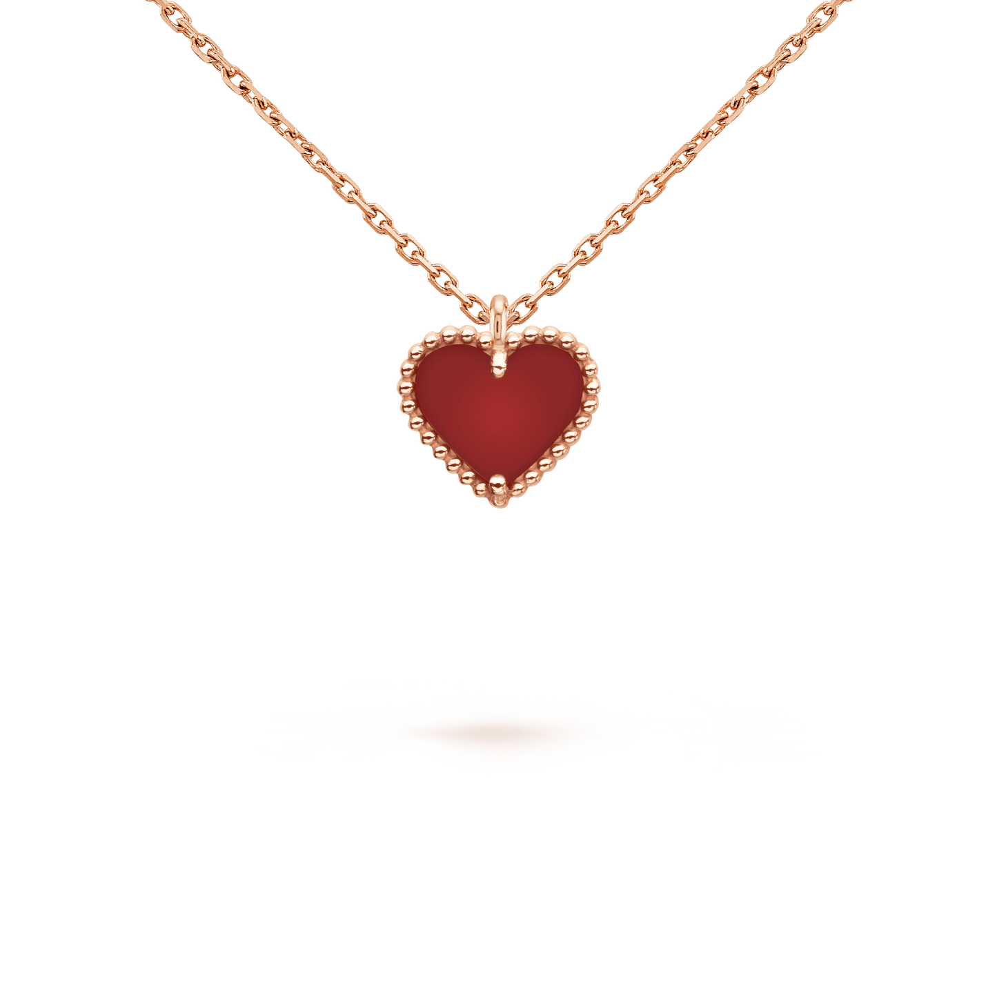 [Polaidi Jewelry]SWEET CLOVER CARNELIAN HEART NECKLACE