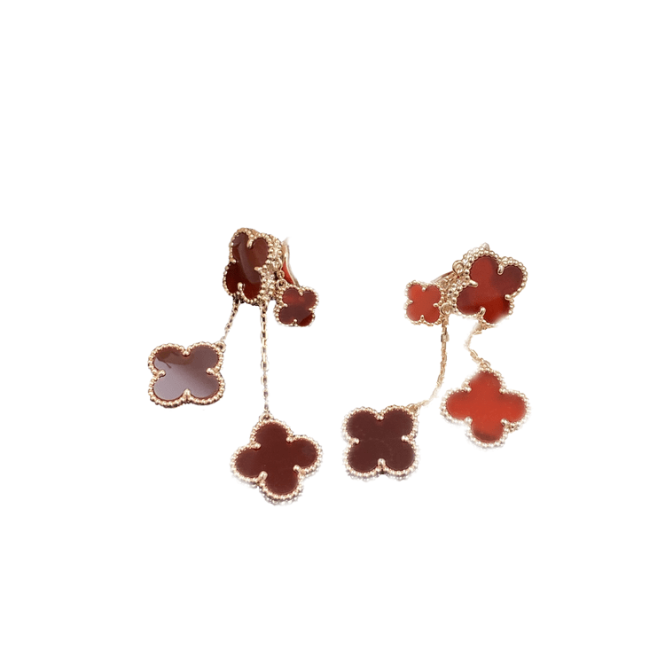 [Polaidi Jewelry]CLOVER EARRINGS CARNELIAN 4 MOTIFS PINK GOLD