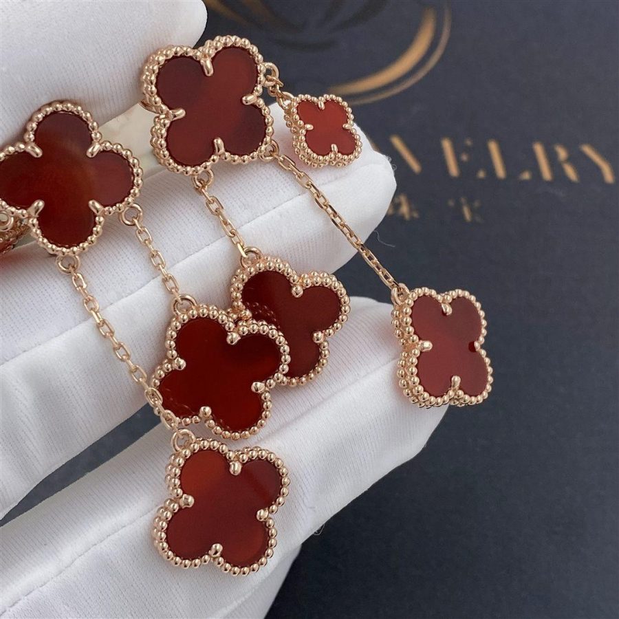 [Polaidi Jewelry]CLOVER EARRINGS CARNELIAN 4 MOTIFS PINK GOLD