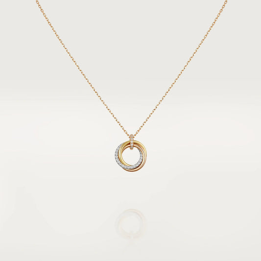 [Polaidi Jewelry]TRINITY NECKLACE SILVER GOLD PINK GOLD DIAMONDS