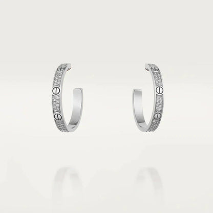 [Polaidi Jewelry]LOVE DIAMOND SILVER HOOP EARRINGS