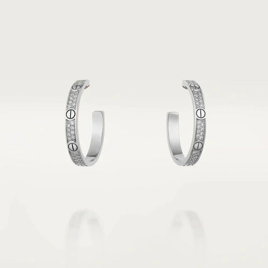 [Polaidi Jewelry]LOVE DIAMOND SILVER HOOP EARRINGS