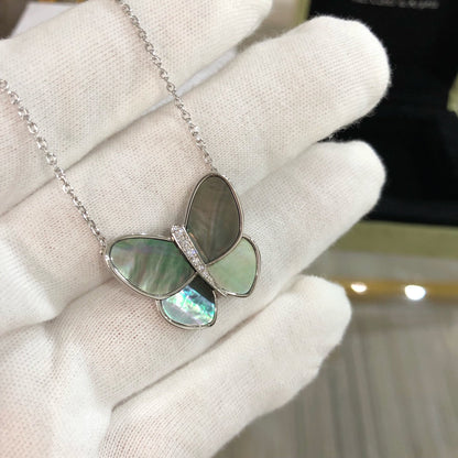 [Polaidi Jewelry]LARGE BUTTERFLY SILVER PENDANT DIAMOND NECKLACE