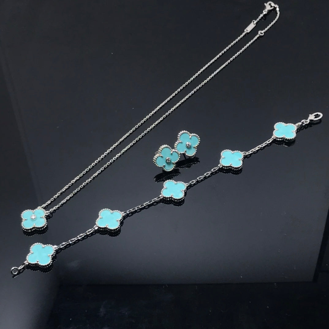 [Polaidi Jewelry]CLOVER 1 DIAMOND BLUE SKY SILVER EARRINGS