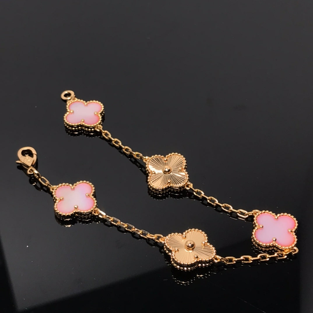 [：Polaidi Jewelry]CLOVER BRACELET 5 MOTIF PINK AND PINK GOLD