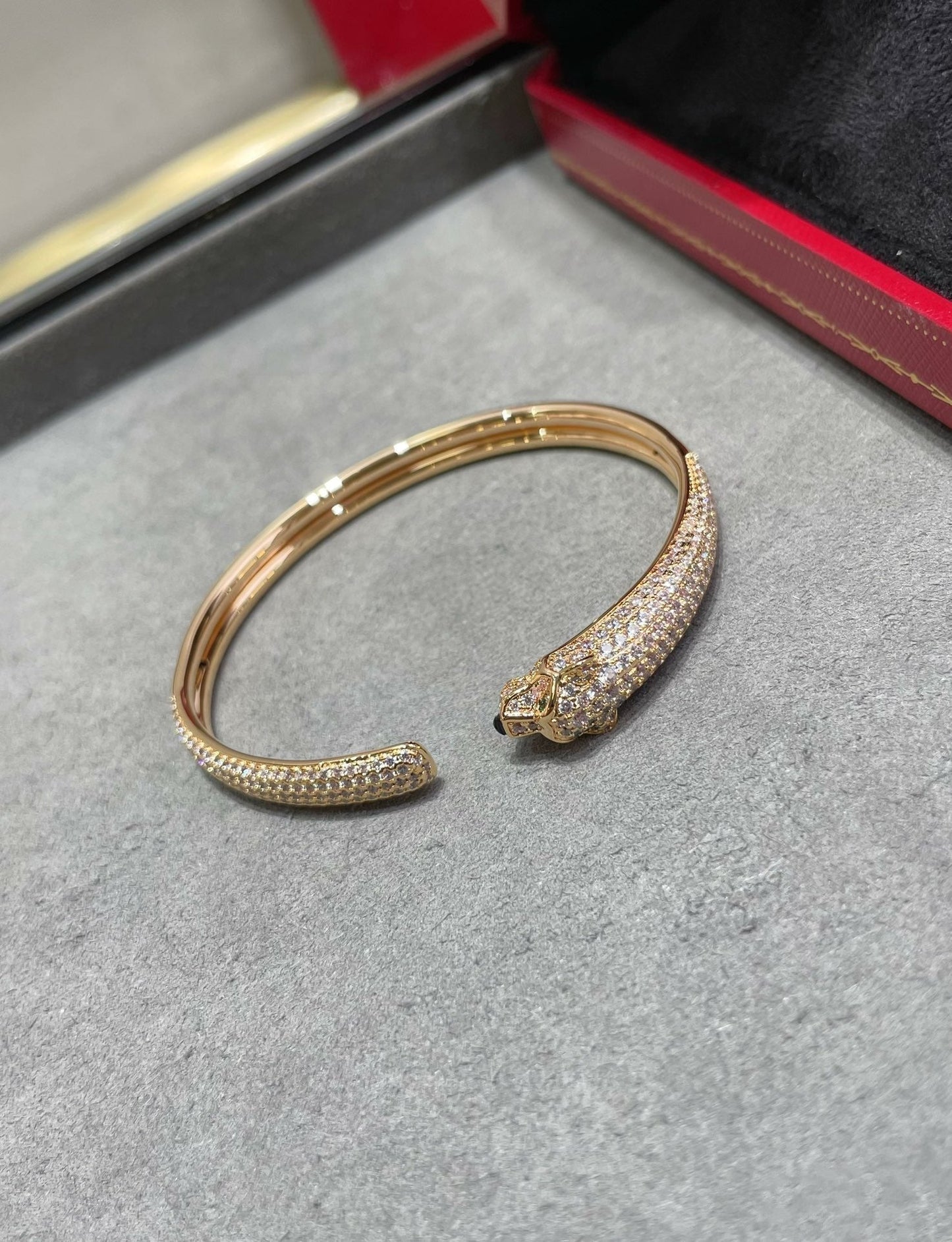 [Polaidi Jewelry]PANTHERE FULL DIAMOND OPEN BRACELET