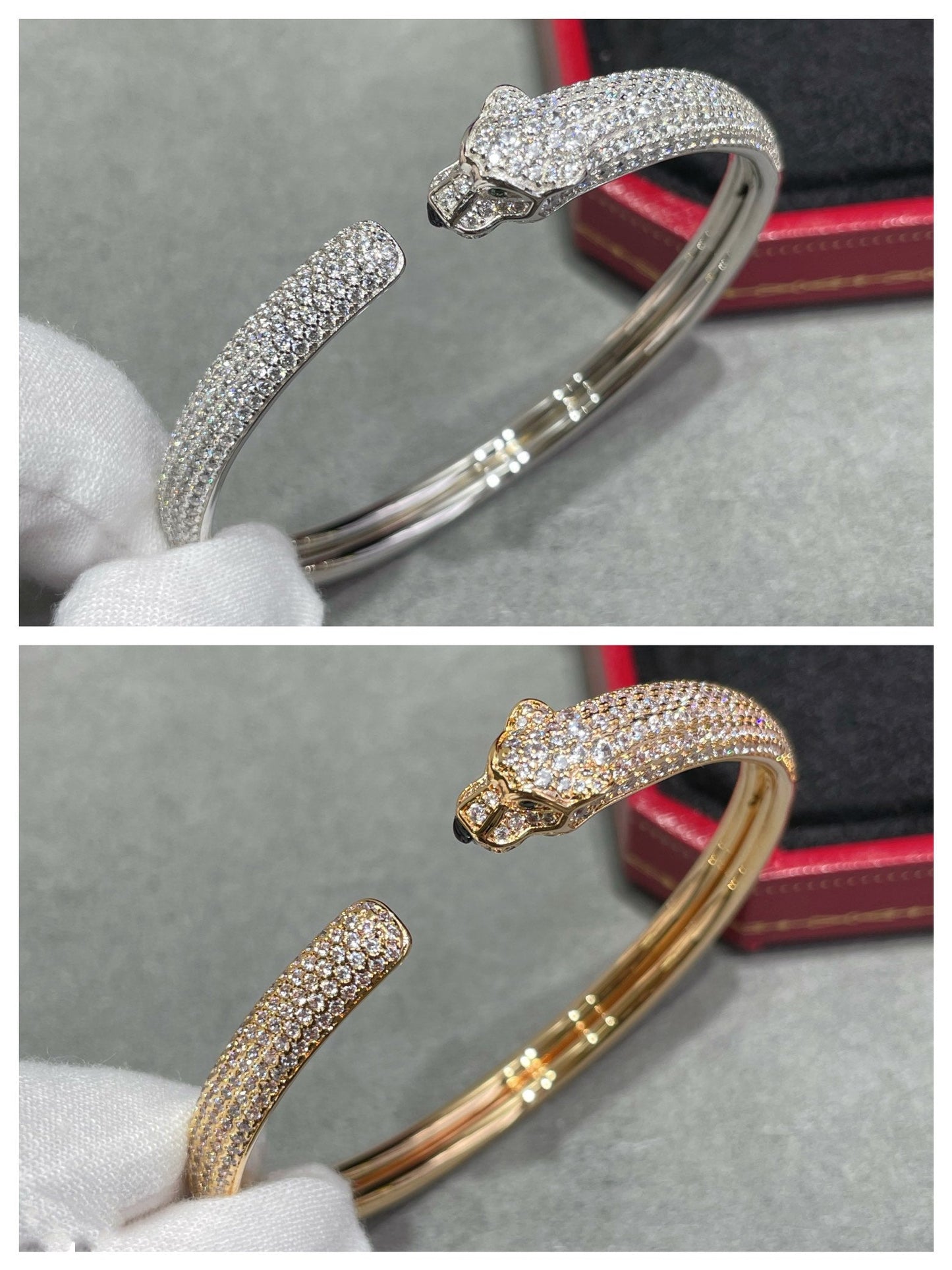 [Polaidi Jewelry]PANTHERE FULL DIAMOND OPEN BRACELET