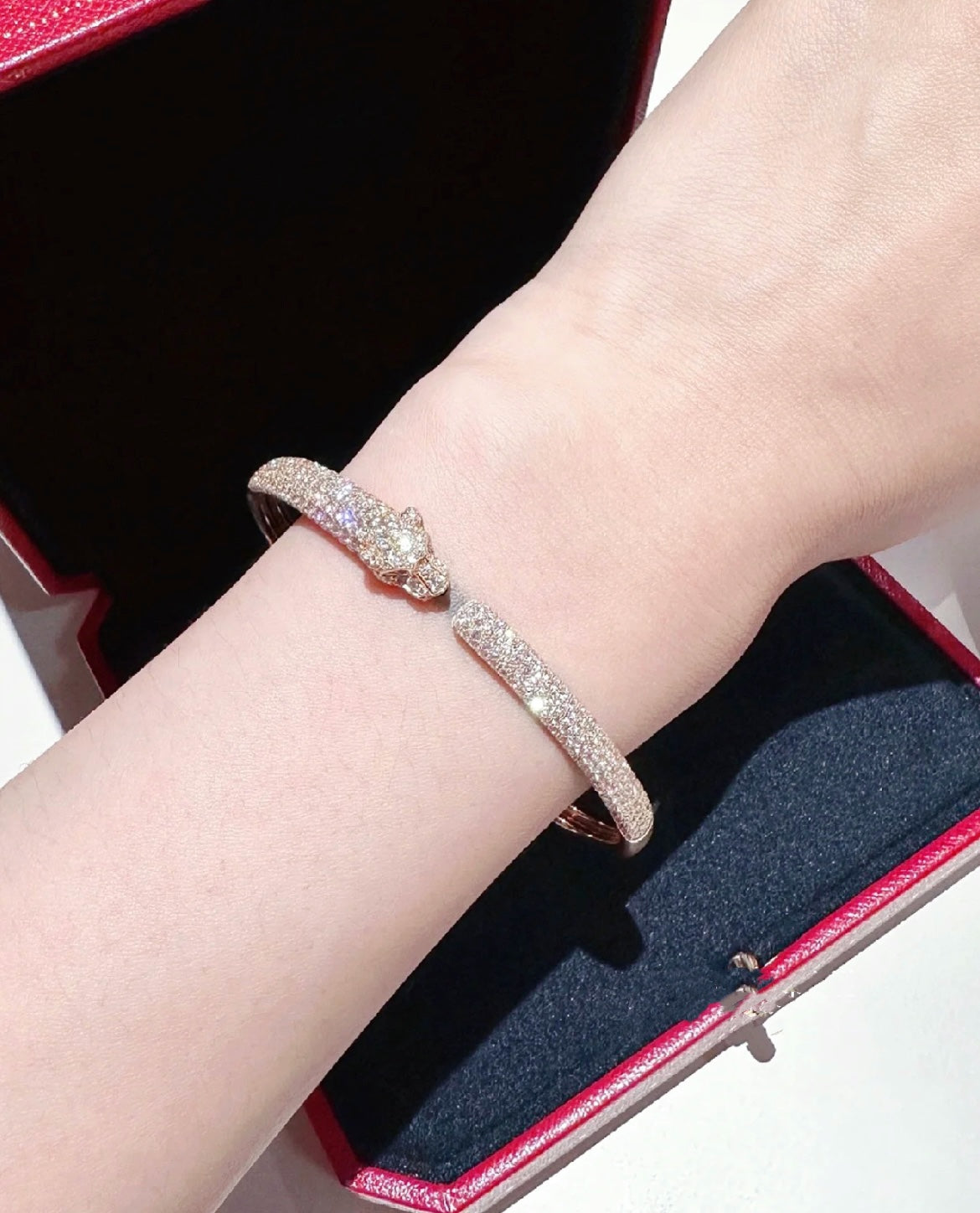 [Polaidi Jewelry]PANTHERE FULL DIAMOND OPEN BRACELET