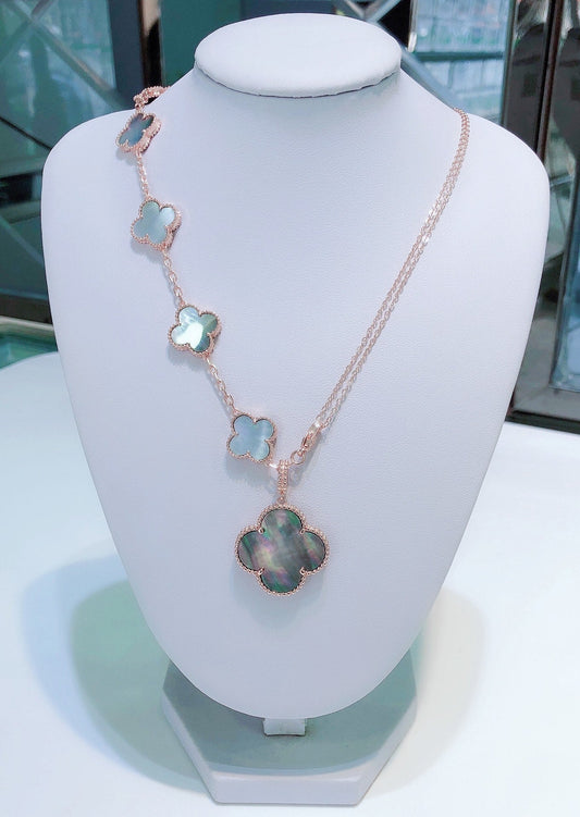 [：Polaidi Jewelry]COMBINED BRACELET 5 MOTIFS AND NECKLACE DARK MOP ROSE GOLD