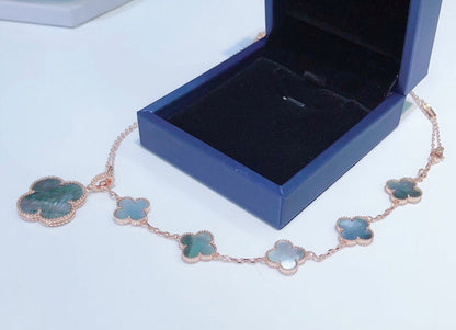 [：Polaidi Jewelry]COMBINED BRACELET 5 MOTIFS AND NECKLACE DARK MOP ROSE GOLD