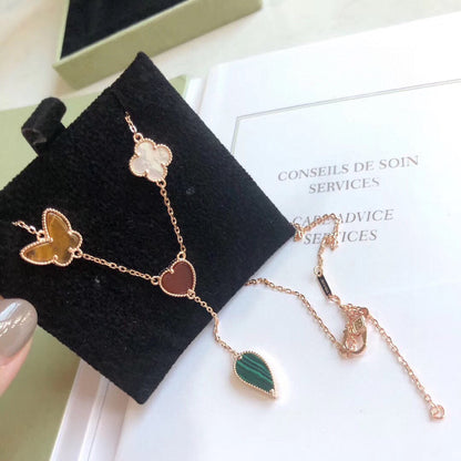 [Polaidi Jewelry]LUCKY SPRING 4 MOTIFS ROSE GOLD NECKLACE