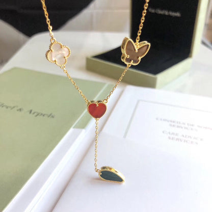 [：Polaidi Jewelry]LUCKY SPRING 4 MOTIFS ROSE GOLD NECKLACE