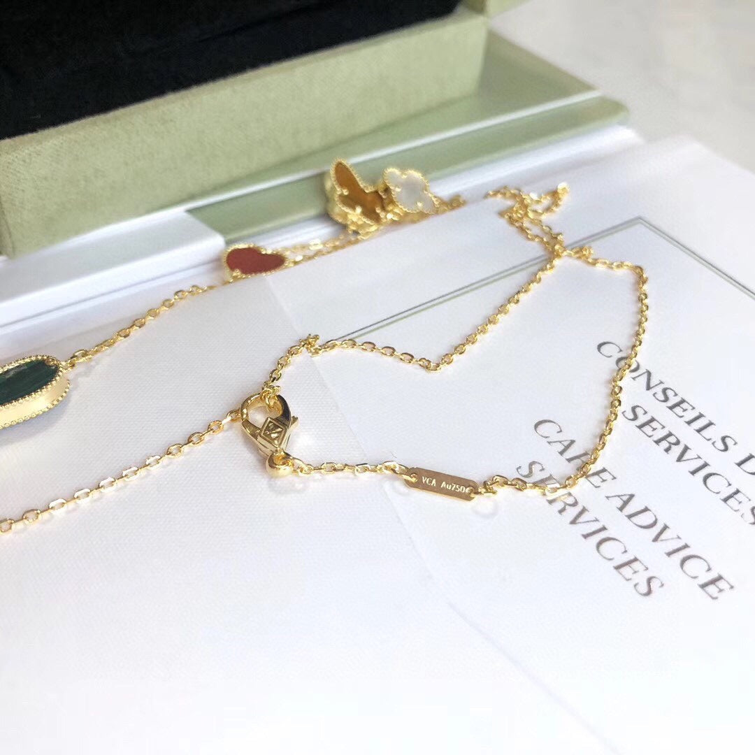 [：Polaidi Jewelry]LUCKY SPRING 4 MOTIFS ROSE GOLD NECKLACE