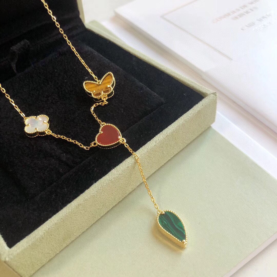 [：Polaidi Jewelry]LUCKY SPRING 4 MOTIFS ROSE GOLD NECKLACE