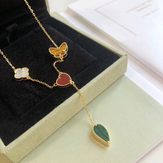 [：Polaidi Jewelry]LUCKY SPRING 4 MOTIFS ROSE GOLD NECKLACE