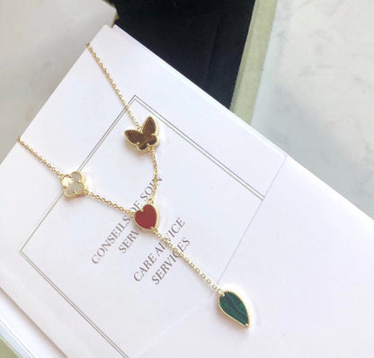 [Polaidi Jewelry]LUCKY SPRING 4 MOTIFS ROSE GOLD NECKLACE