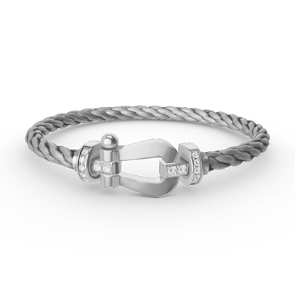 [：Polaidi Jewelry]FORCE LARGE HORSESHOE HALF DIAMOND BRACELET SILVER